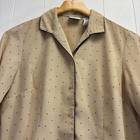 Vintage Covington Petite Womens Career Classic Polka Dot Blouse Size MP Neutral - Picture 6 of 6